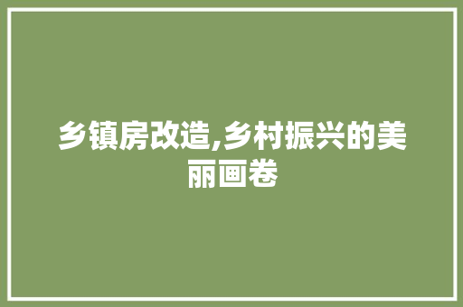乡镇房改造,乡村振兴的美丽画卷
