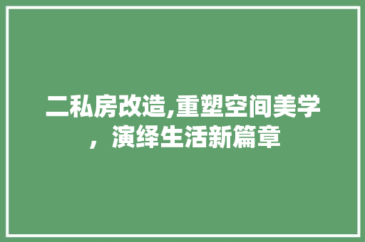 二私房改造,重塑空间美学，演绎生活新篇章