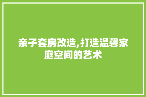 亲子套房改造,打造温馨家庭空间的艺术