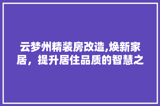 云梦州精装房改造,焕新家居，提升居住品质的智慧之路