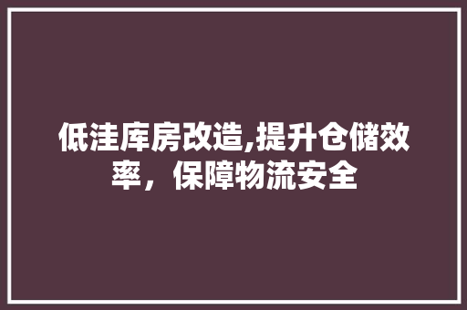 低洼库房改造,提升仓储效率，保障物流安全