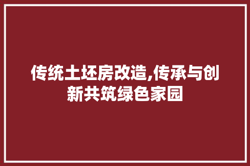 传统土坯房改造,传承与创新共筑绿色家园