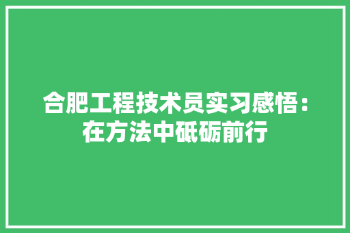 合肥工程技术员实习感悟：在方法中砥砺前行 卧室装修