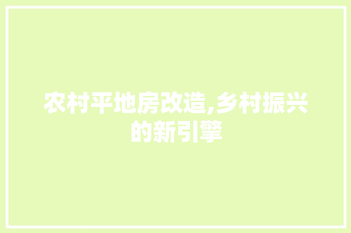 农村平地房改造,乡村振兴的新引擎 室内设计