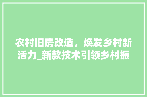 农村旧房改造，焕发乡村新活力_新款技术引领乡村振兴 客厅装修