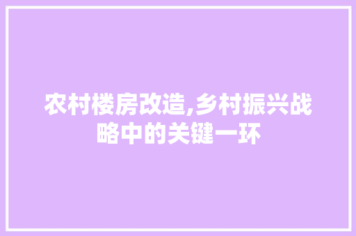 农村楼房改造,乡村振兴战略中的关键一环