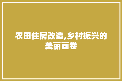 农田住房改造,乡村振兴的美丽画卷