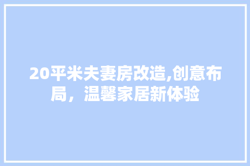 20平米夫妻房改造,创意布局，温馨家居新体验 木雕艺术