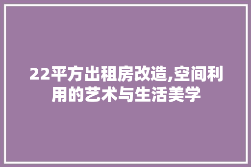 22平方出租房改造,空间利用的艺术与生活美学 软装设计