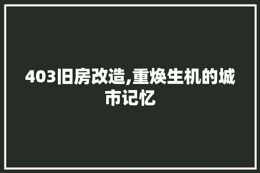 403旧房改造,重焕生机的城市记忆 室内设计