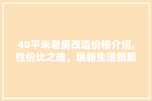 40平米老房改造价格介绍,性价比之选，焕新生活新篇章 卧室装修