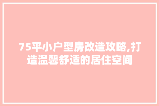 75平小户型房改造攻略,打造温馨舒适的居住空间 现代风格装饰