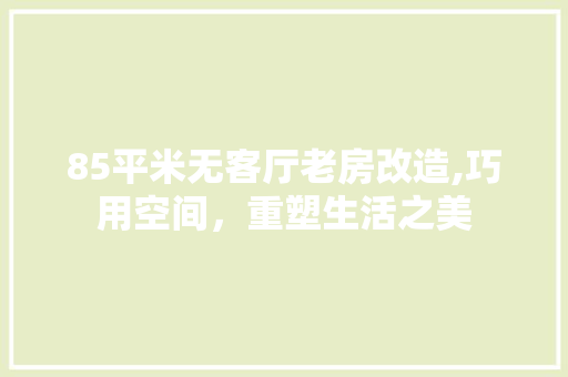 85平米无客厅老房改造,巧用空间，重塑生活之美 室内设计