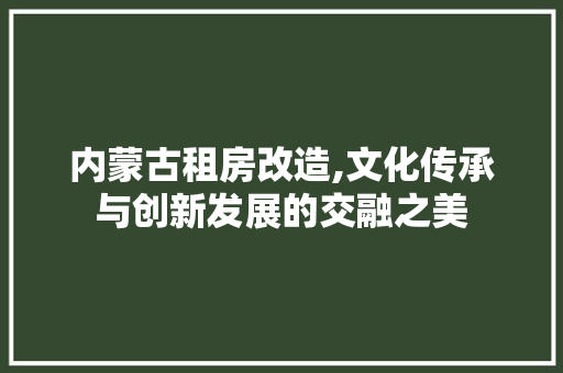 内蒙古租房改造,文化传承与创新发展的交融之美