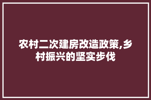 农村二次建房改造政策,乡村振兴的坚实步伐