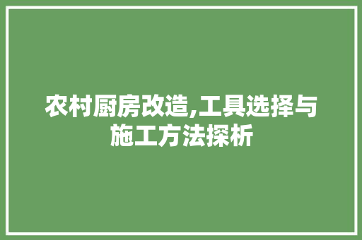 农村厨房改造,工具选择与施工方法探析 木雕艺术
