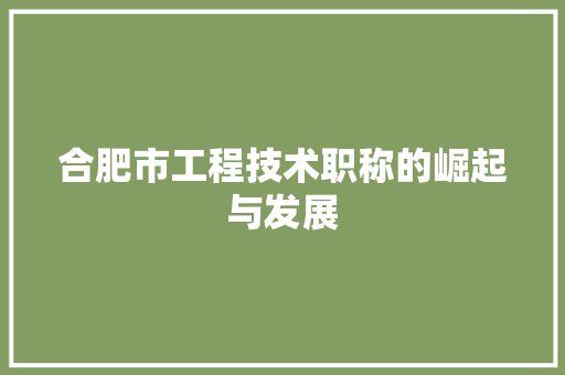 合肥市工程技术职称的崛起与发展 卧室装修