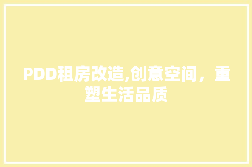 PDD租房改造,创意空间，重塑生活品质