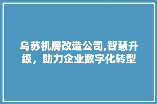 乌苏机房改造公司,智慧升级，助力企业数字化转型