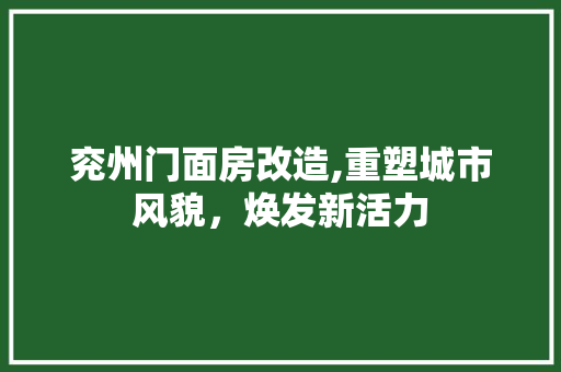 兖州门面房改造,重塑城市风貌，焕发新活力
