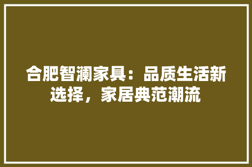 合肥智澜家具：品质生活新选择，家居典范潮流 卧室装修