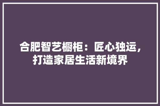合肥智艺橱柜：匠心独运，打造家居生活新境界