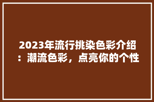 2023年流行挑染色彩介绍：潮流色彩，点亮你的个性风采