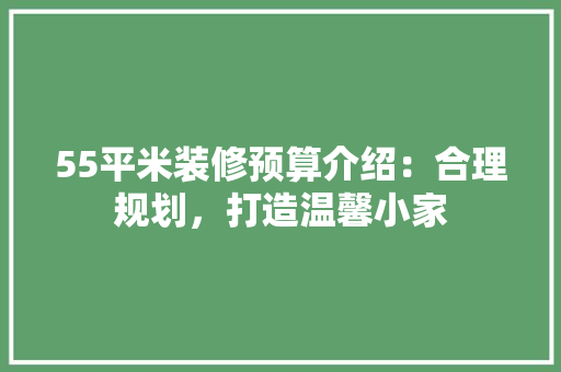 55平米装修预算介绍：合理规划，打造温馨小家