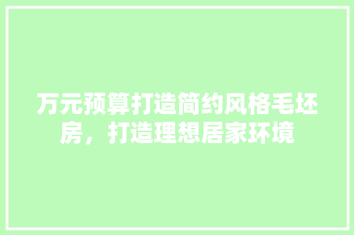 万元预算打造简约风格毛坯房，打造理想居家环境