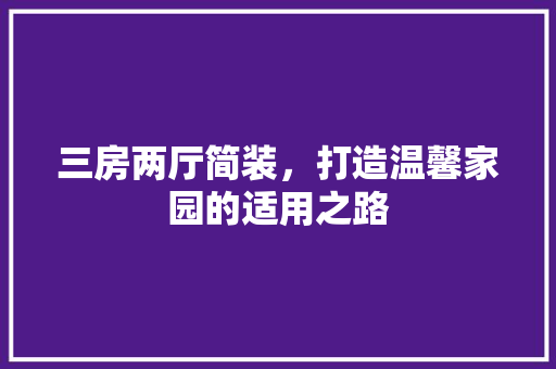 三房两厅简装，打造温馨家园的适用之路