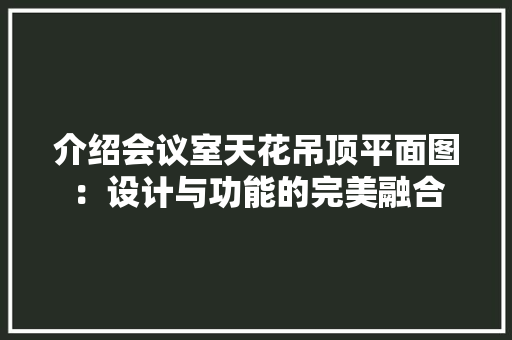 介绍会议室天花吊顶平面图：设计与功能的完美融合