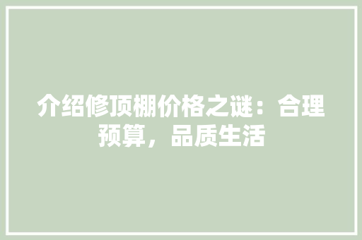 介绍修顶棚价格之谜：合理预算，品质生活