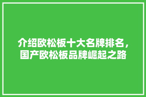 介绍欧松板十大名牌排名，国产欧松板品牌崛起之路