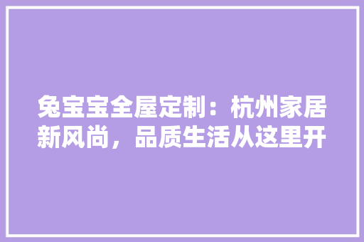 兔宝宝全屋定制：杭州家居新风尚，品质生活从这里开始 现代风格装饰