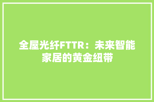 全屋光纤FTTR：未来智能家居的黄金纽带 室内设计