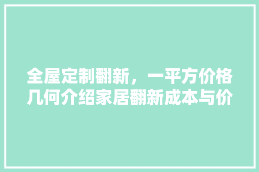 全屋定制翻新，一平方价格几何介绍家居翻新成本与价值 现代风格装饰