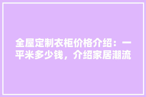 全屋定制衣柜价格介绍：一平米多少钱，介绍家居潮流新趋势 家居装修