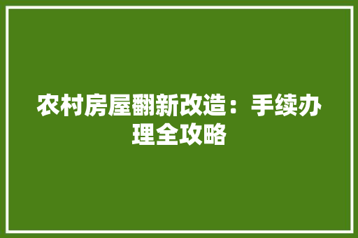 农村房屋翻新改造：手续办理全攻略 中式风格装饰