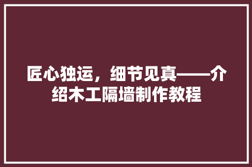 匠心独运，细节见真——介绍木工隔墙制作教程
