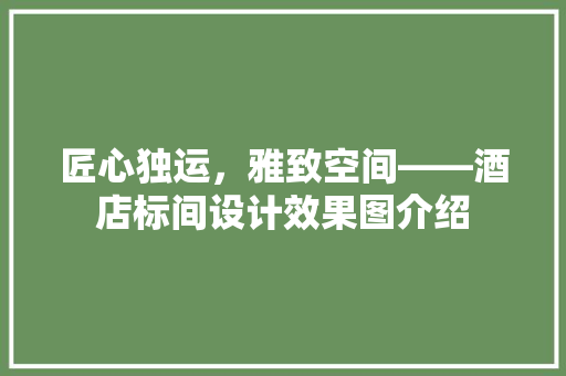 匠心独运，雅致空间——酒店标间设计效果图介绍
