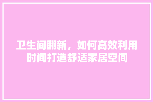 卫生间翻新，如何高效利用时间打造舒适家居空间 家居装修
