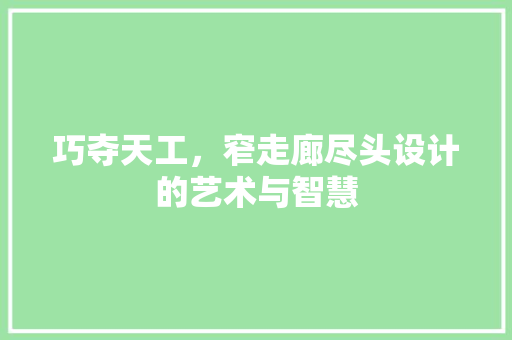 巧夺天工，窄走廊尽头设计的艺术与智慧