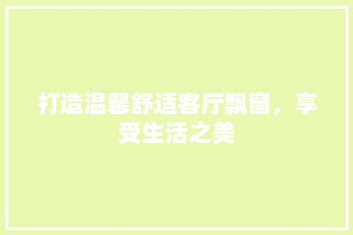 打造温馨舒适客厅飘窗，享受生活之美
