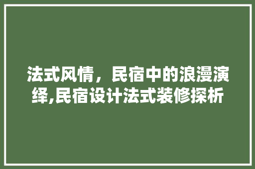法式风情，民宿中的浪漫演绎,民宿设计法式装修探析