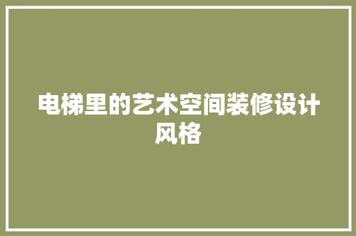电梯里的艺术空间装修设计风格