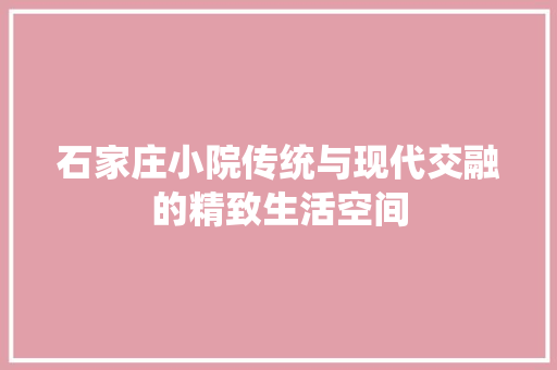 石家庄小院传统与现代交融的精致生活空间 中式风格装饰