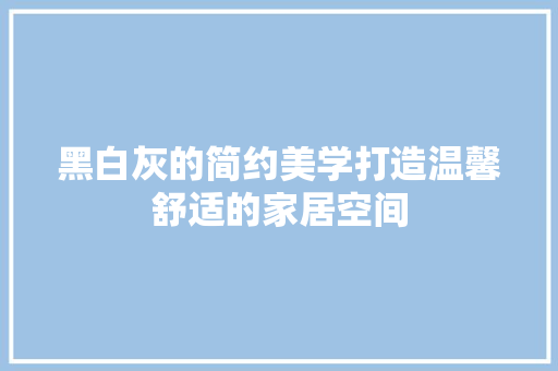 黑白灰的简约美学打造温馨舒适的家居空间
