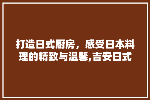 打造日式厨房，感受日本料理的精致与温馨,吉安日式厨房装修设计指南