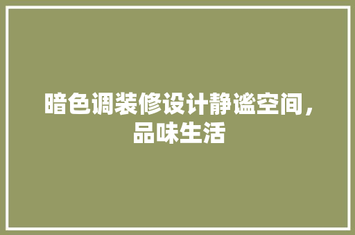 暗色调装修设计静谧空间，品味生活 家居装修