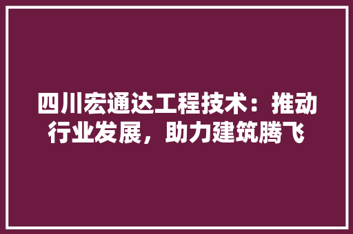 四川宏通达工程技术：推动行业发展，助力建筑腾飞 卧室装修